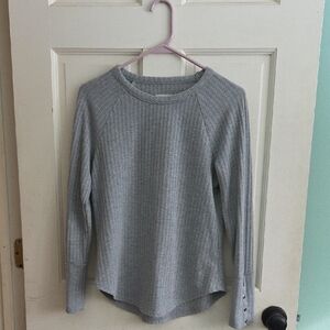 Gray Ribbed Long Sleeve Top